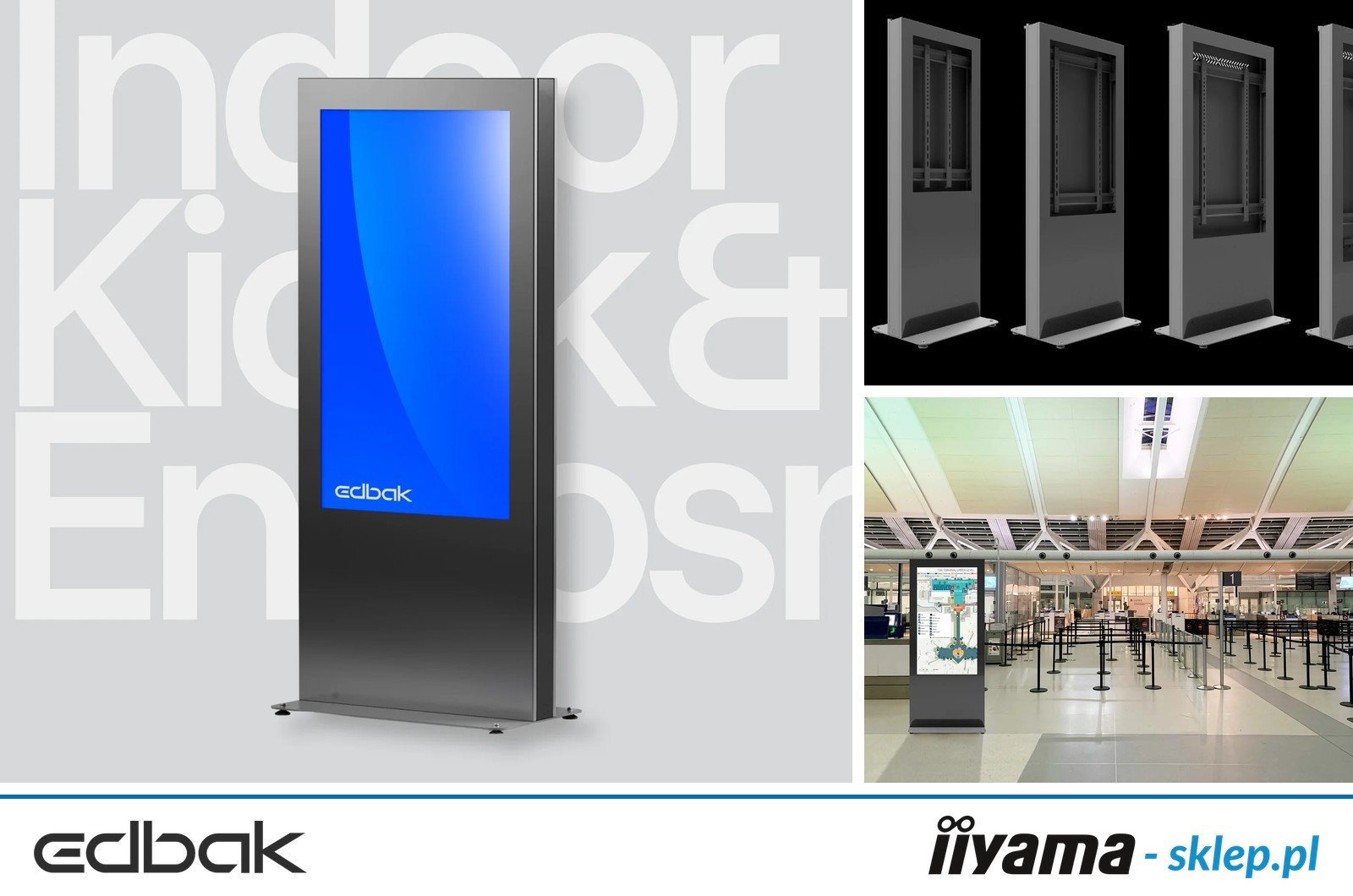 Edbak Infokiosk wewnętrzny ze szklanym frontem do monitora 43"